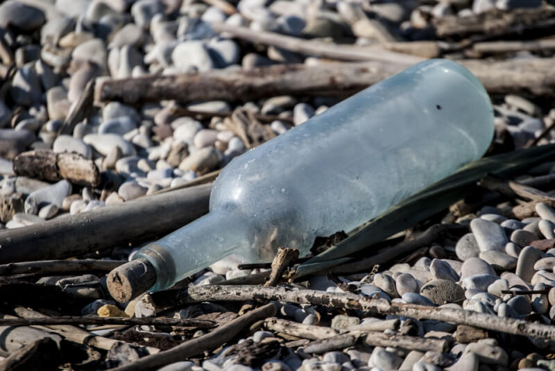 old glass bottle debris