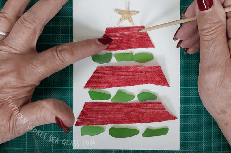 all materials ready for the christmas tree card