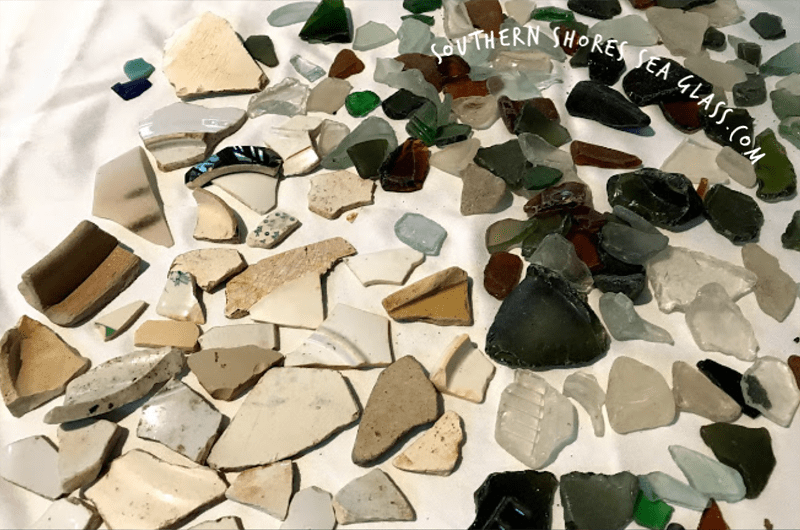 Sea glass and sea pottery from Akaroa in New Zealand