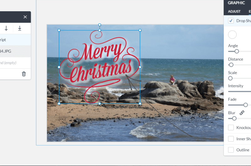 editing beach themed christmas card
