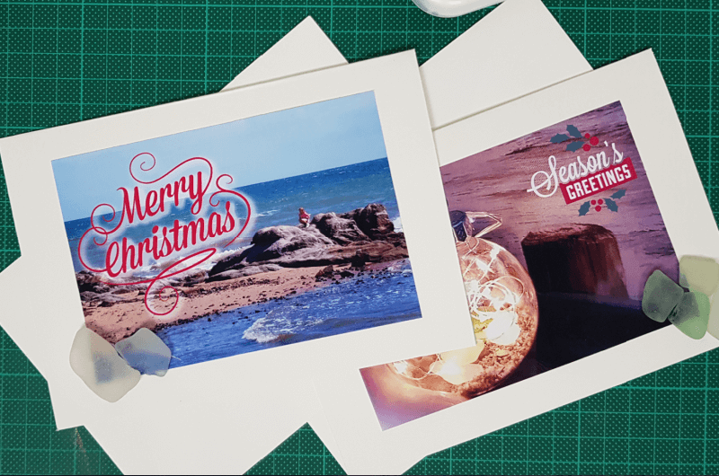 beach themed christmas cards with sea glass