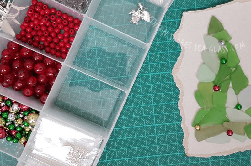 sea glass christmas tree card craft ideas  materials