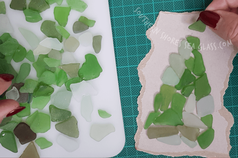 green sea glass pieces