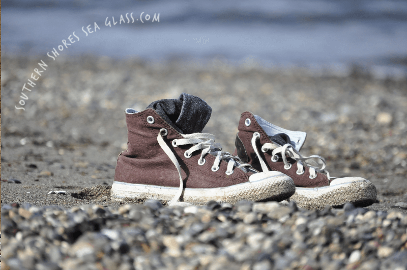 old sneakers to collect sea glass